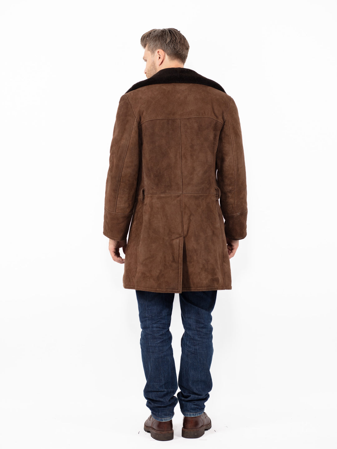 Vintage 70's Men Sheepskin Coat in Brown