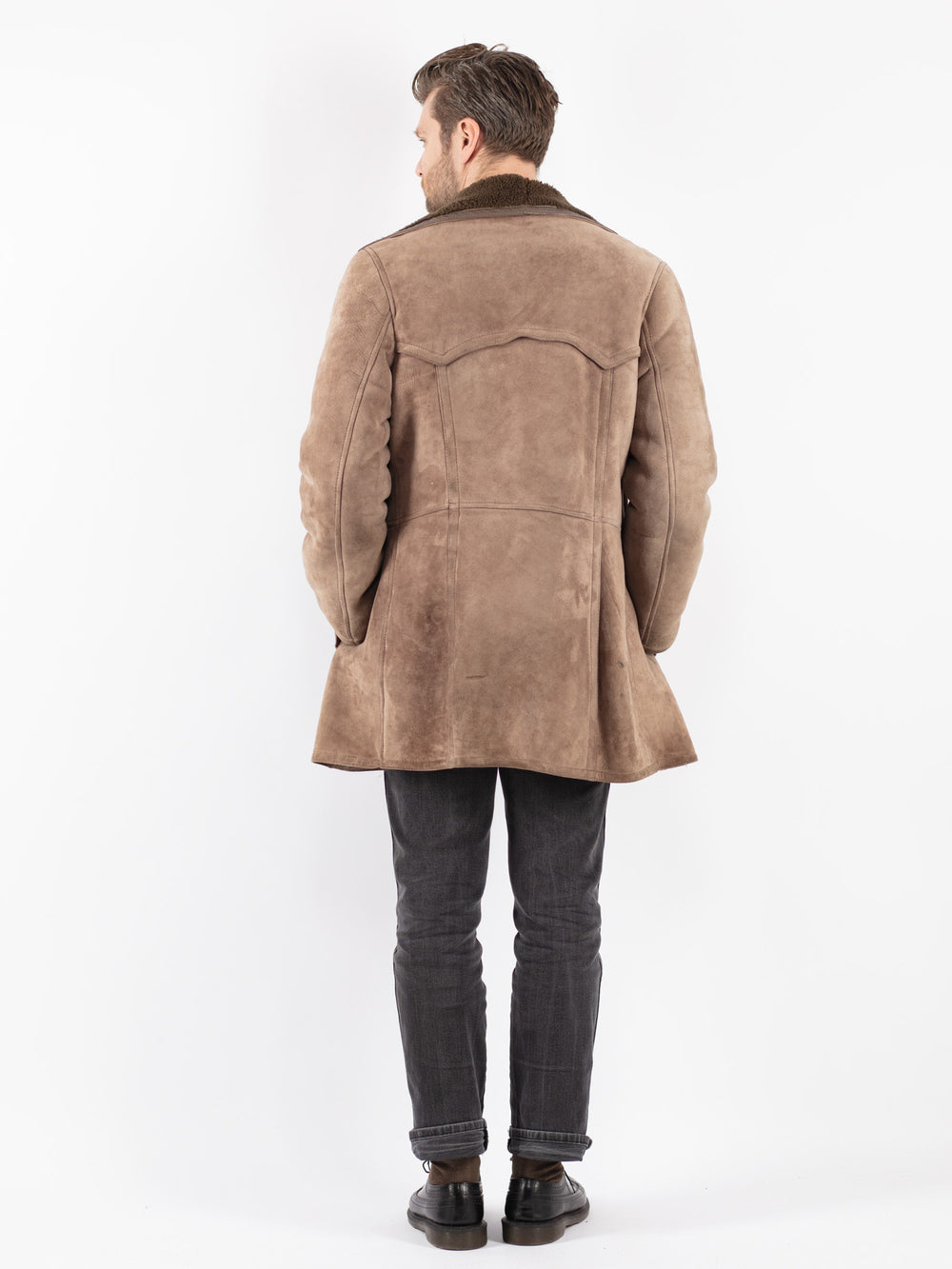 Vintage 70's Men Sheepskin Coat in BeigeZ196