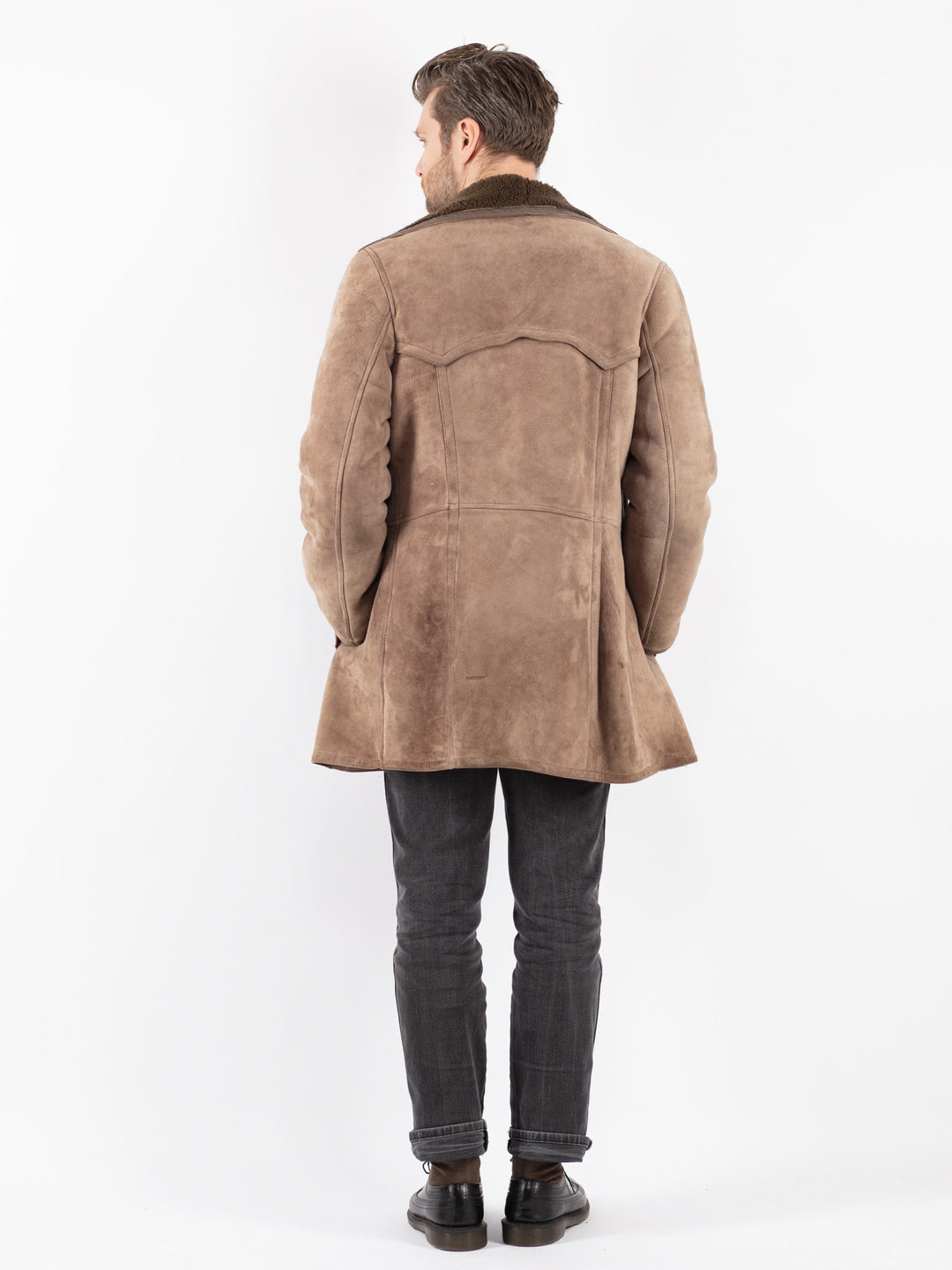 Vintage 70's Men Sheepskin Coat in BeigeZ196