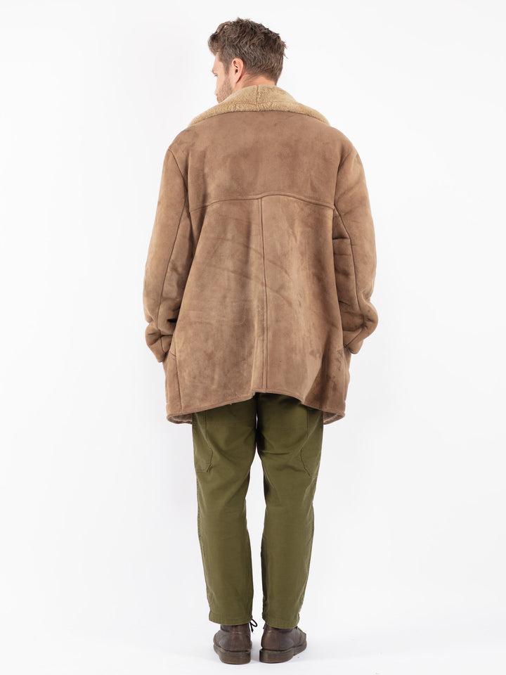 Vintage 70's Men Sheepskin Coat in Beige