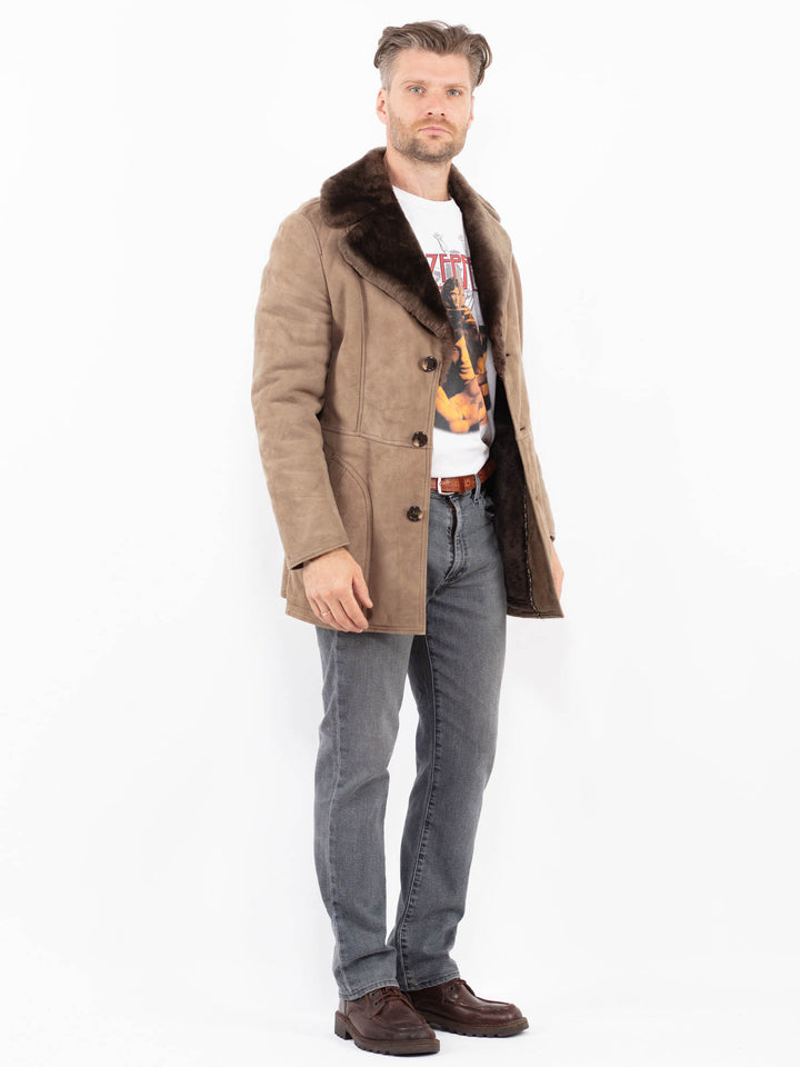 Vintage 70's Men Sheepskin Coat in BeigeZ2076