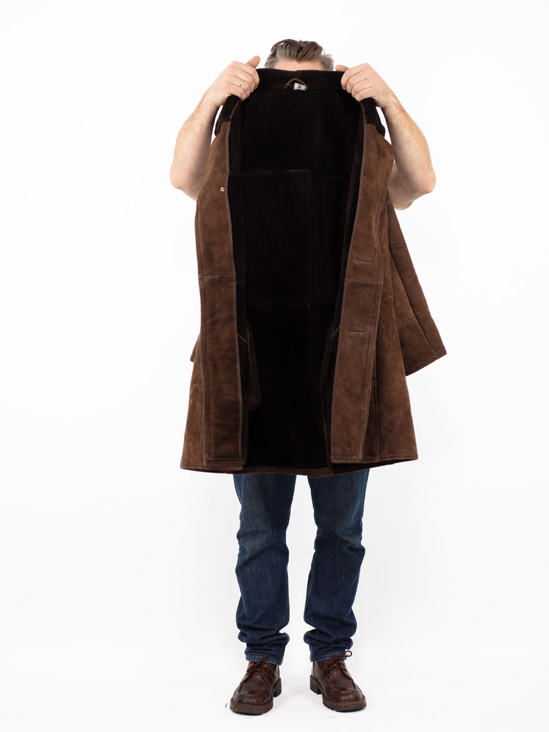 Vintage 70's Men Sheepskin Coat in Brown