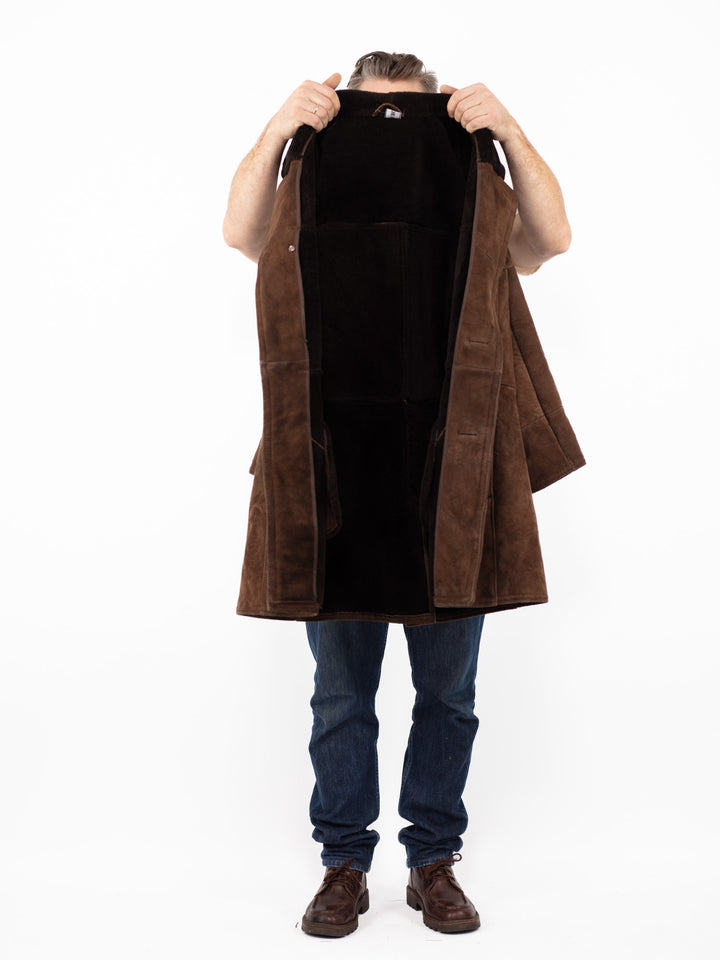Vintage 70's Men Sheepskin Coat in Brown