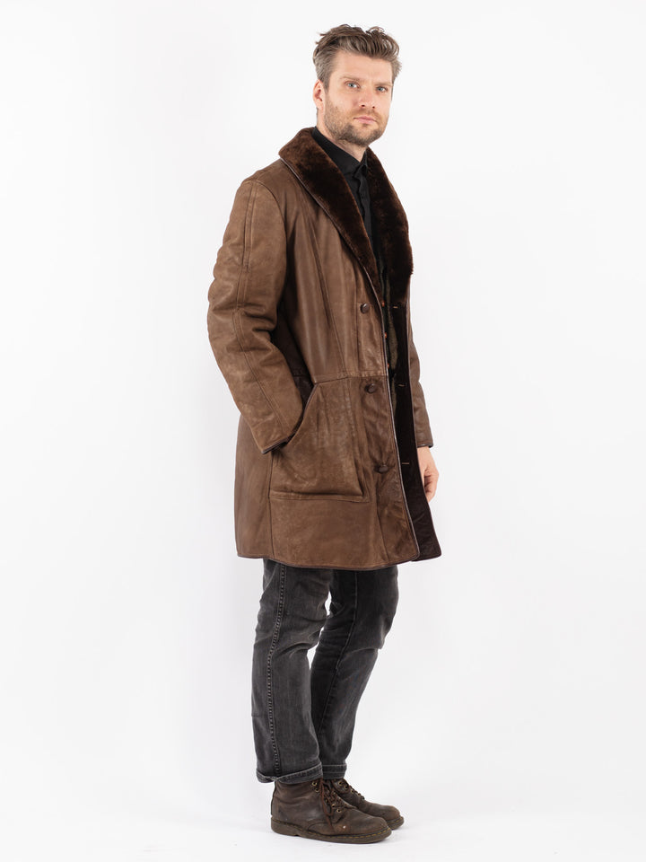 Vintage 70's Men Sheepskin Coat in Brown