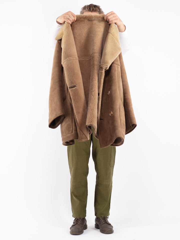 Vintage 70's Men Sheepskin Coat in Beige