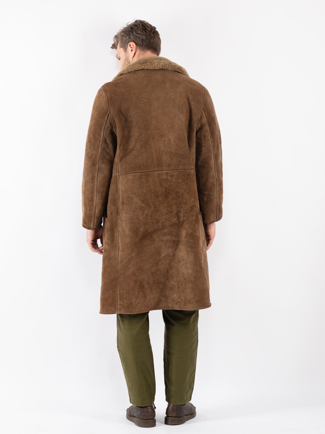 Vintage Men Sheepskin Coat in Brown