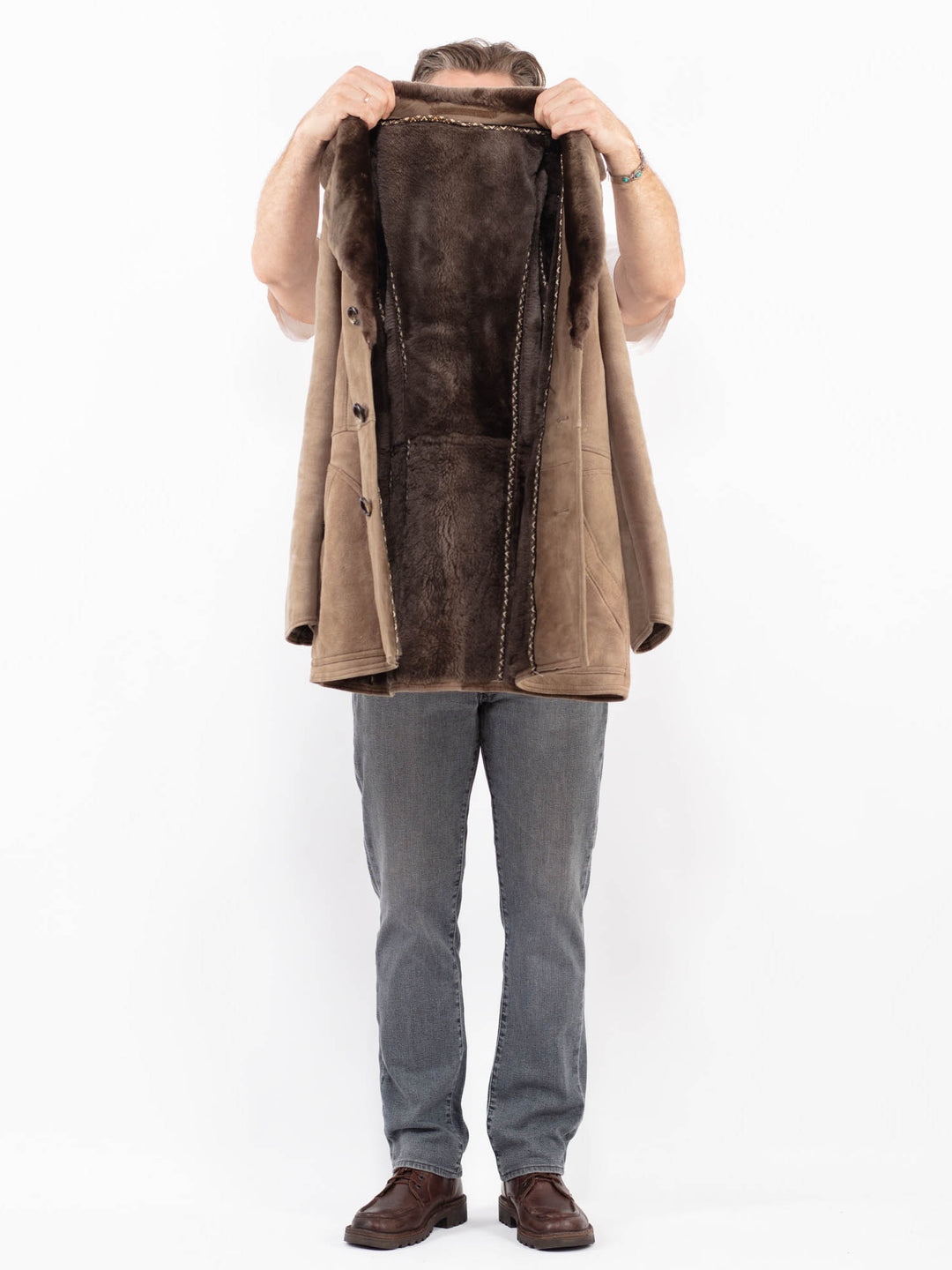 Vintage 70's Men Sheepskin Coat in BeigeZ2076