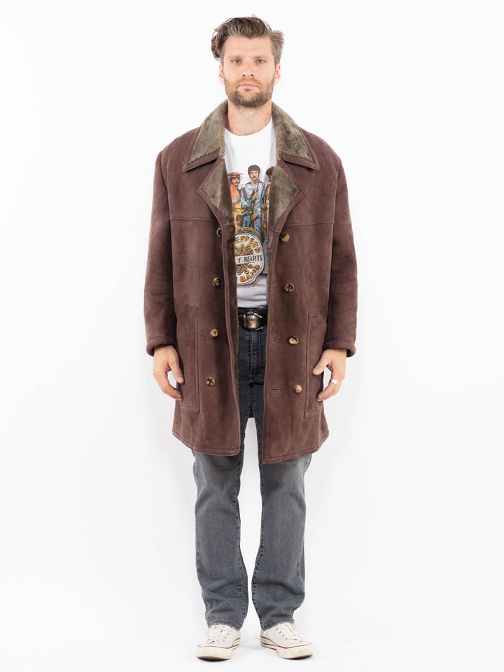 Vintage 70's Men Sheepskin Coat in Brown