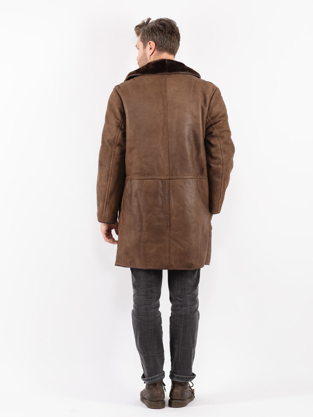 Vintage 70's Men Sheepskin Coat in Brown