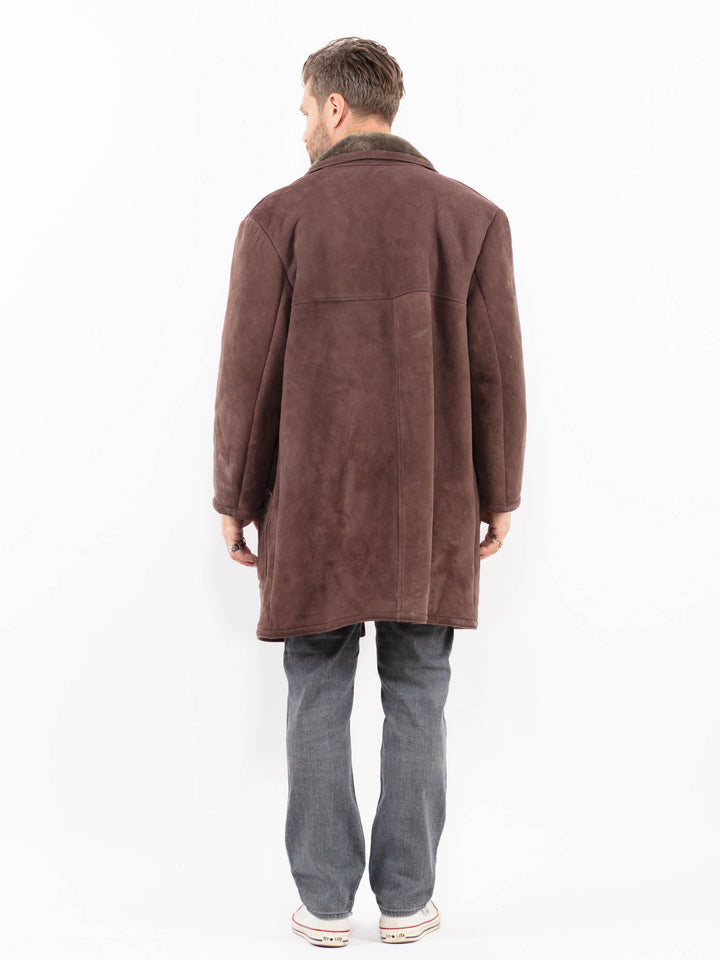 Vintage 70's Men Sheepskin Coat in Brown