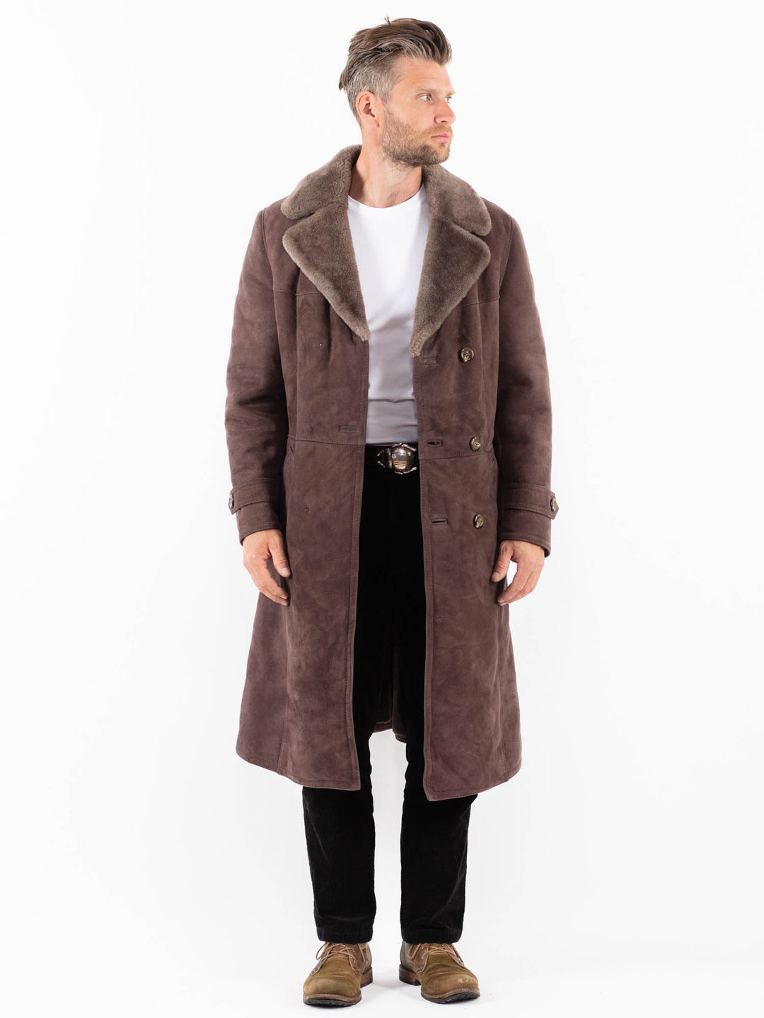 Vintage 70's Men Sheepskin Coat in BrownZ1855