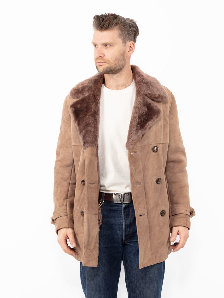 Vintage 70's Men Sheepskin Coat in BeigeZ2563