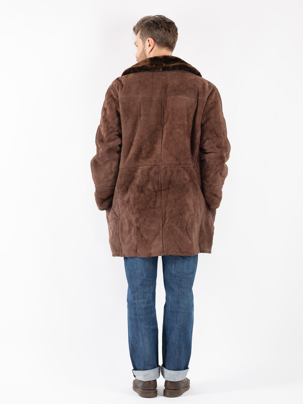 Vintage Men Sheepskin Coat in Brown