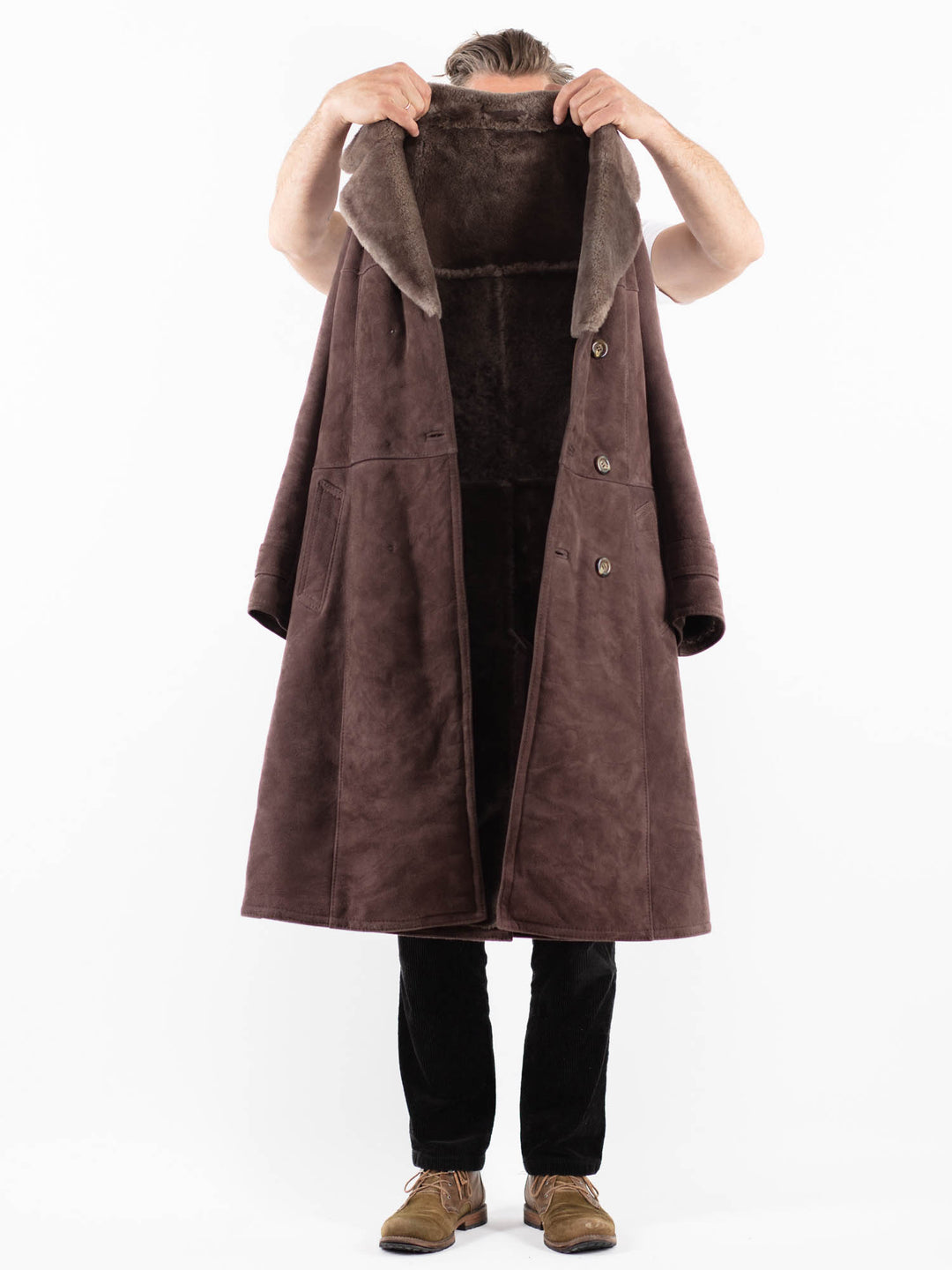 Vintage 70's Men Sheepskin Coat in BrownZ1855