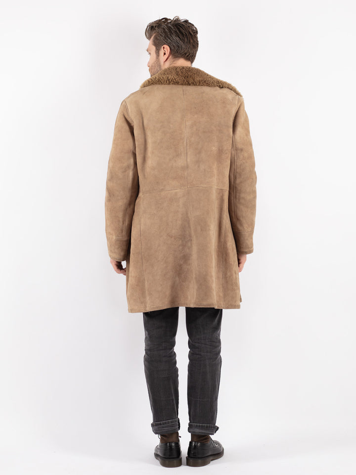 Vintage 70's Men Sheepskin Coat in BeigeZ197