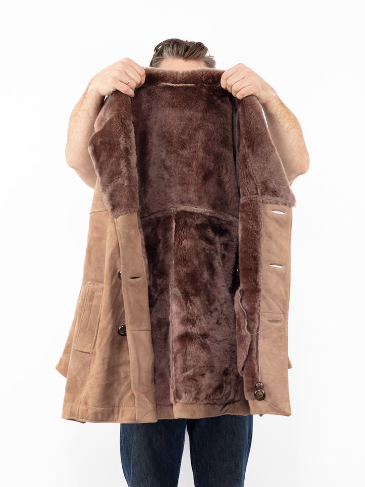 Vintage 70's Men Sheepskin Coat in BeigeZ2563