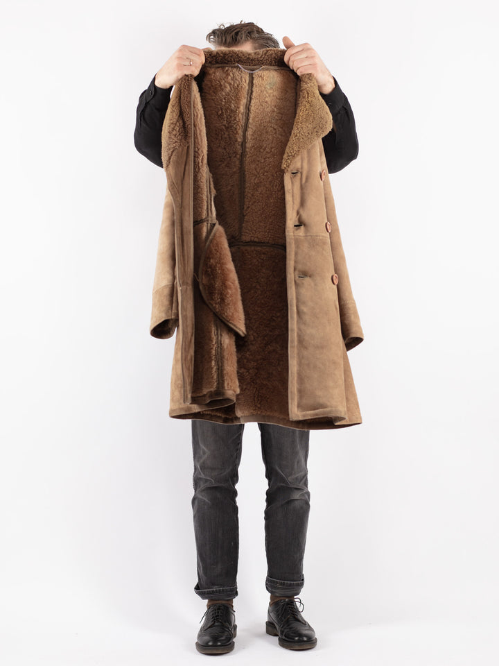 Vintage 70's Men Sheepskin Coat in BeigeZ197