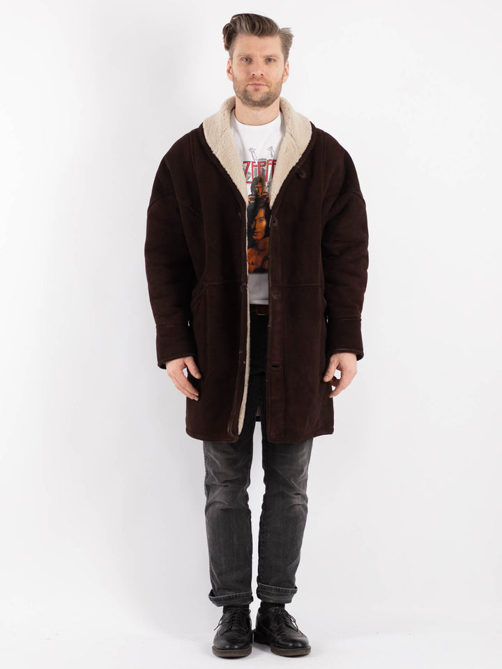 Vintage 70's Men Sheepskin Coat in BrownZ439