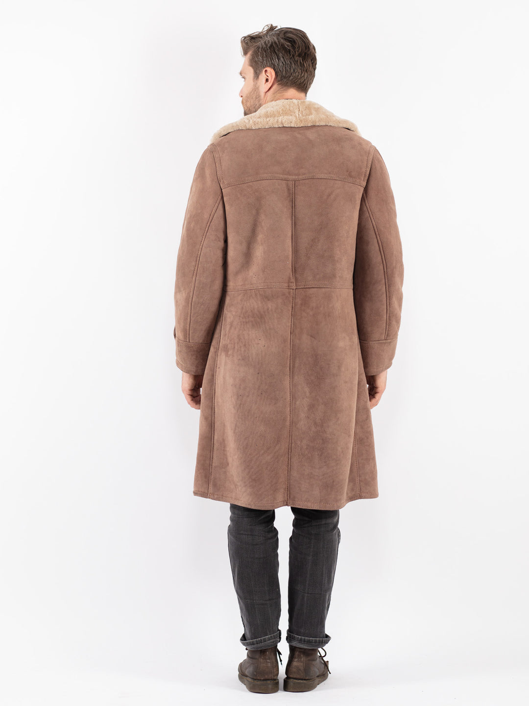 Vintage 70's Men Sheepskin Coat in Beige