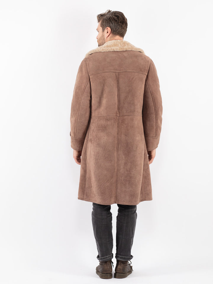Vintage 70's Men Sheepskin Coat in Beige