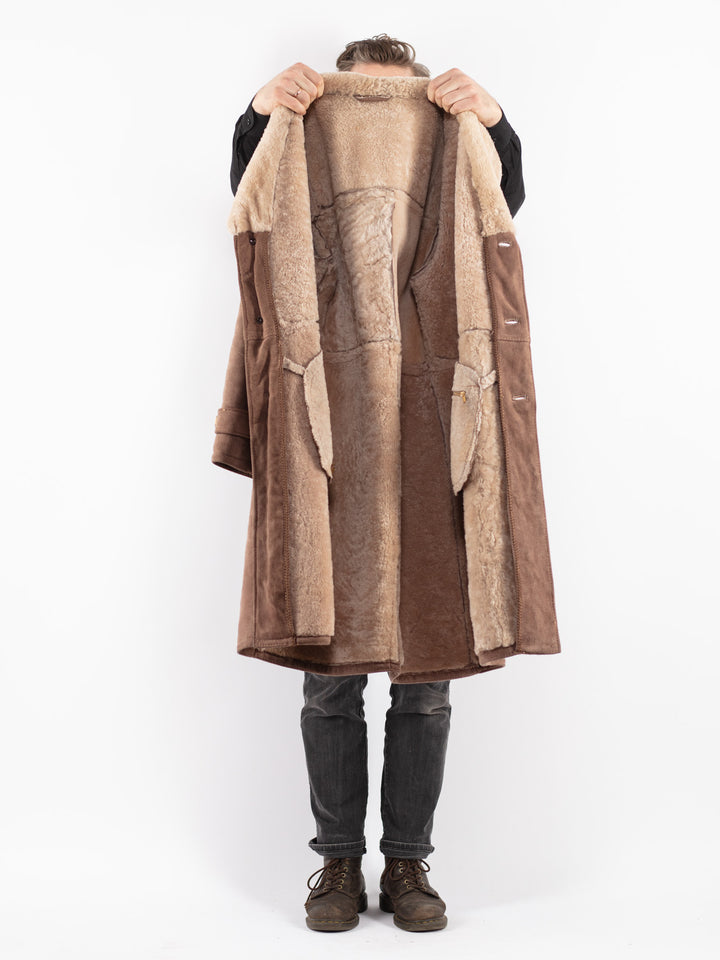 Vintage 70's Men Sheepskin Coat in Beige