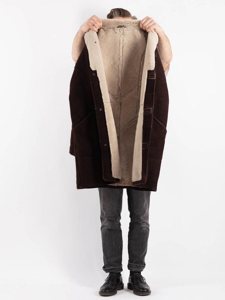 Vintage 70's Men Sheepskin Coat in BrownZ439