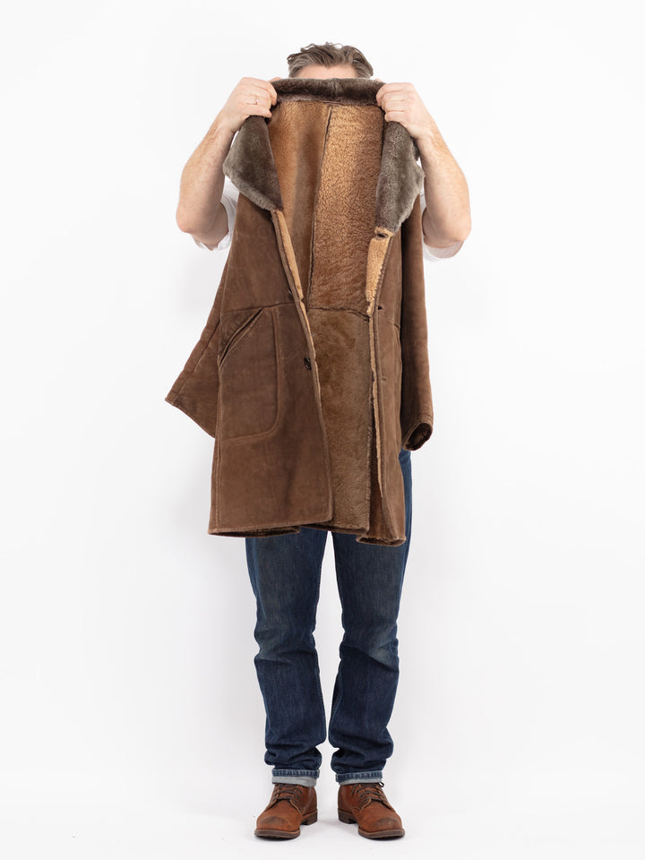 Vintage 70's Men Sheepskin Coat in BrownZ2686
