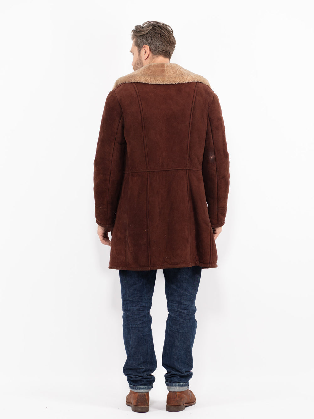 Vintage 70's Men Sheepskin Coat in BrownZ2687