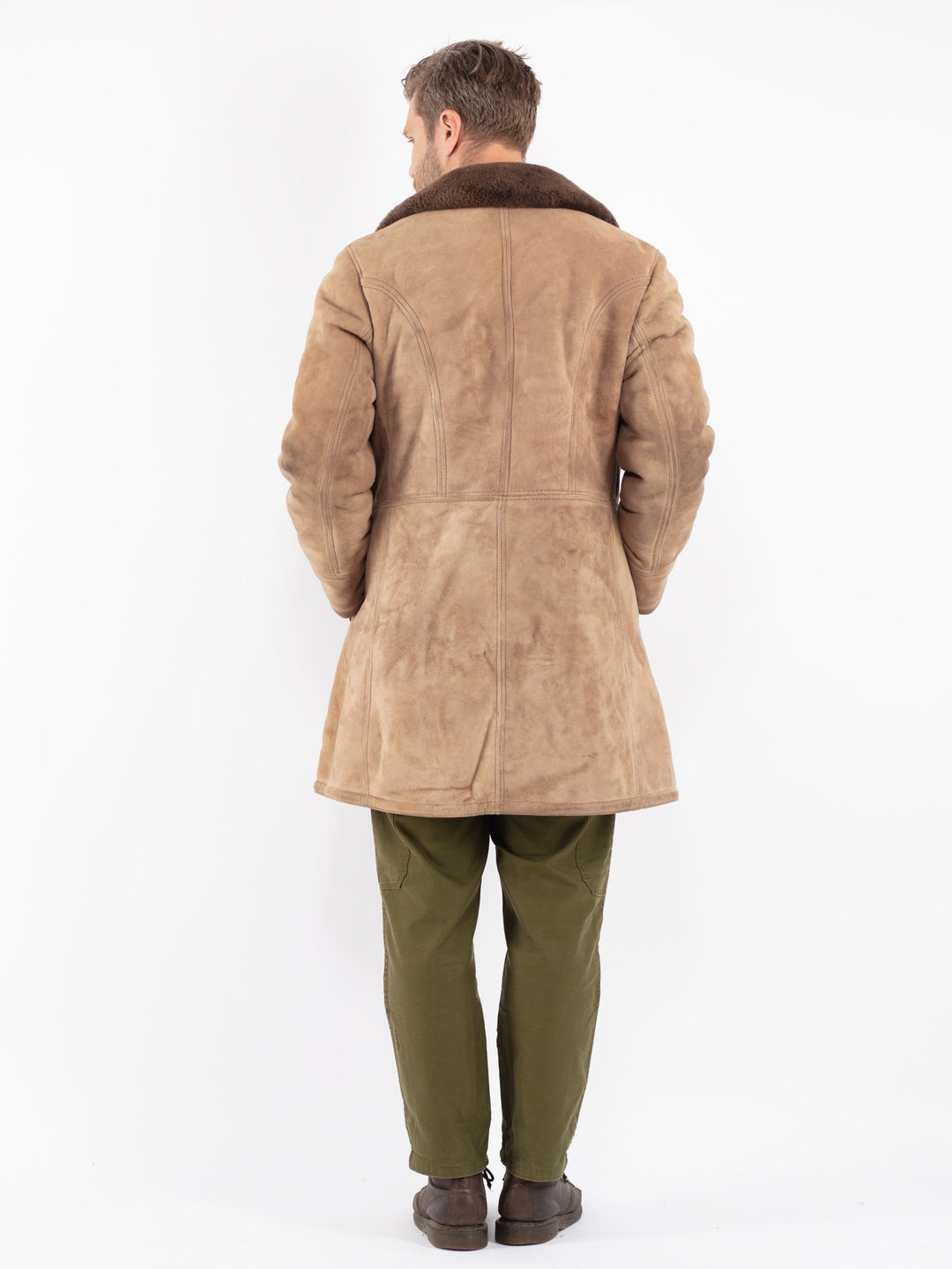 Vintage 70's Men Sheepskin Coat in Beige