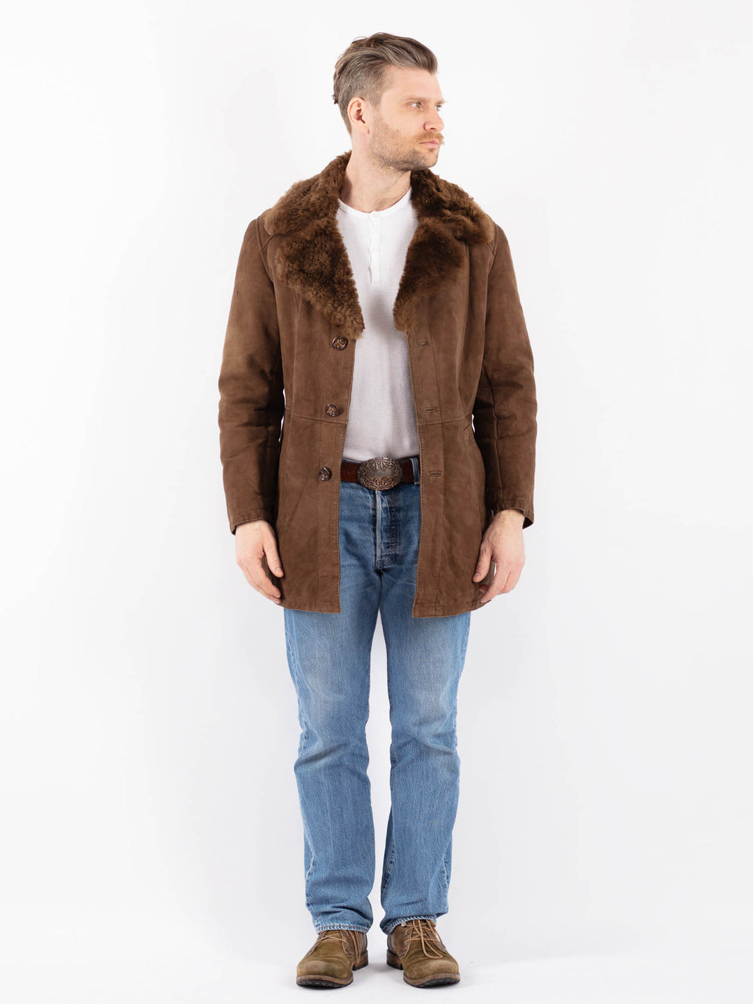 Vintage 90's Men Sheepskin in BrownZ1423