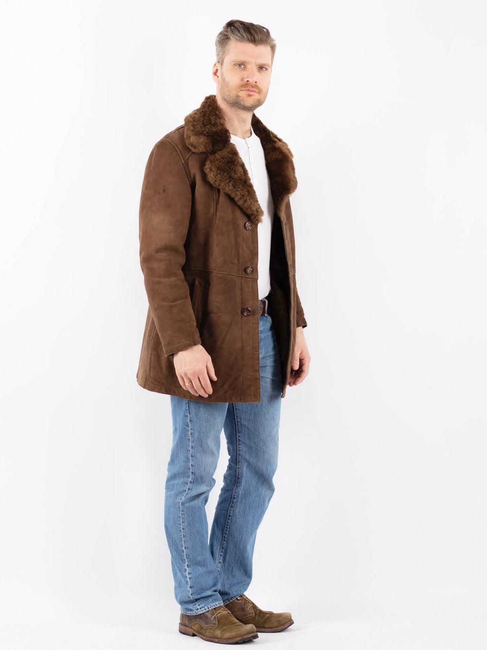 Vintage 90's Men Sheepskin in BrownZ1423