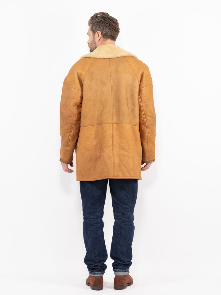 Vintage 70's Men Sheepskin Coat in BrownZ2689