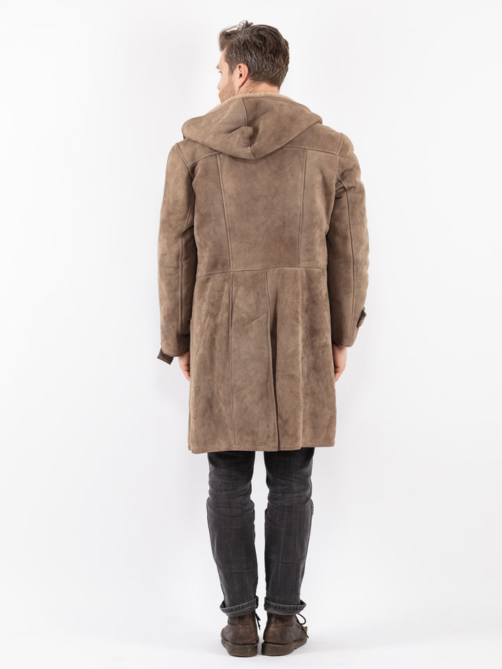 Vintage 70's Men Sheepskin Coat in Beige