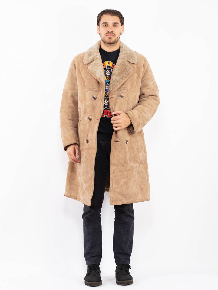 Vintage 70's Men Sheepskin Coat in BeigeZ2399