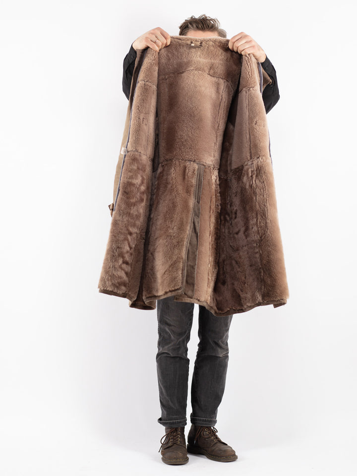 Vintage 70's Men Sheepskin Coat in Beige