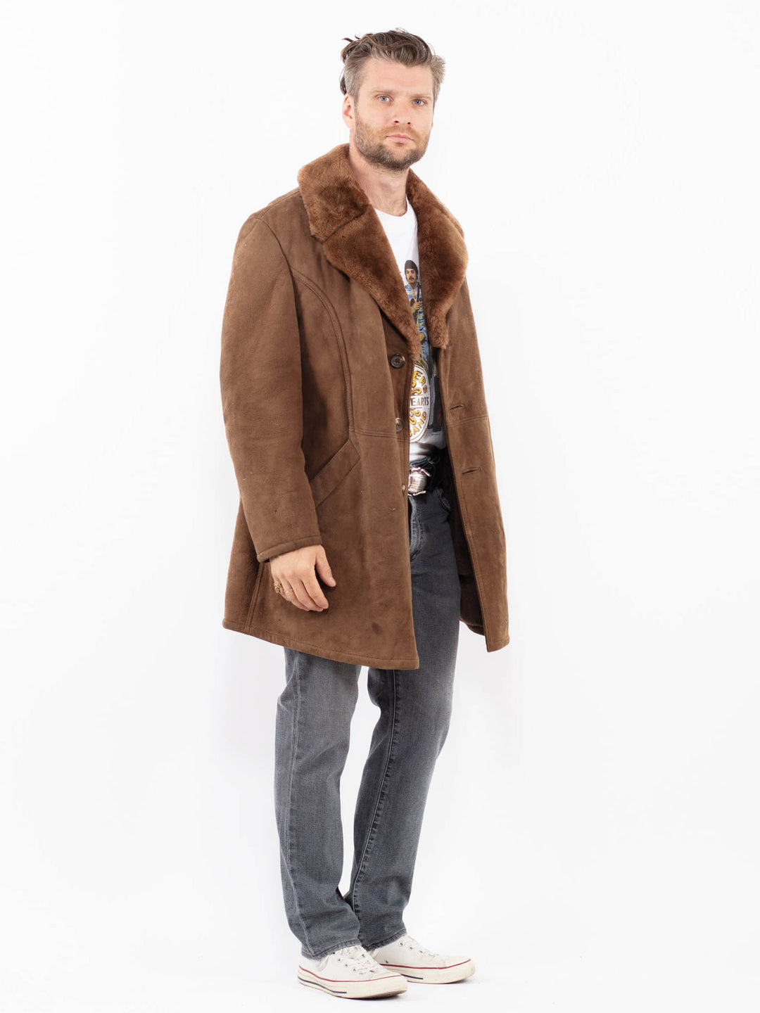 Vintage 70's Men Sheepskin in BrownZ1959