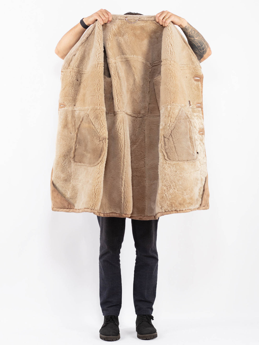 Vintage 70's Men Sheepskin Coat in BeigeZ2399