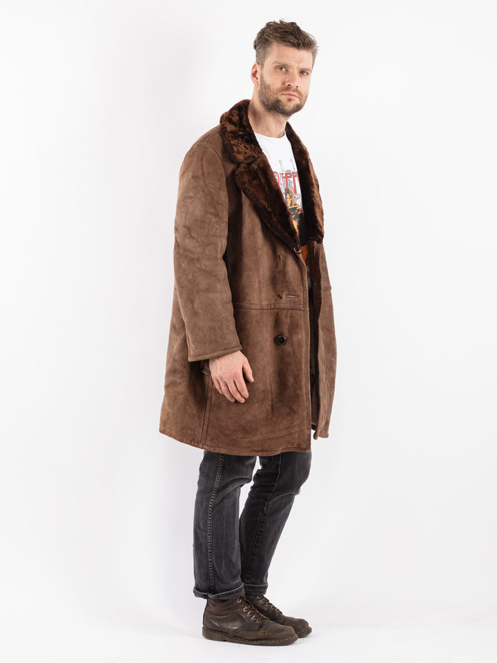 Vintage 70's Men Sheepskin Coat in Brown