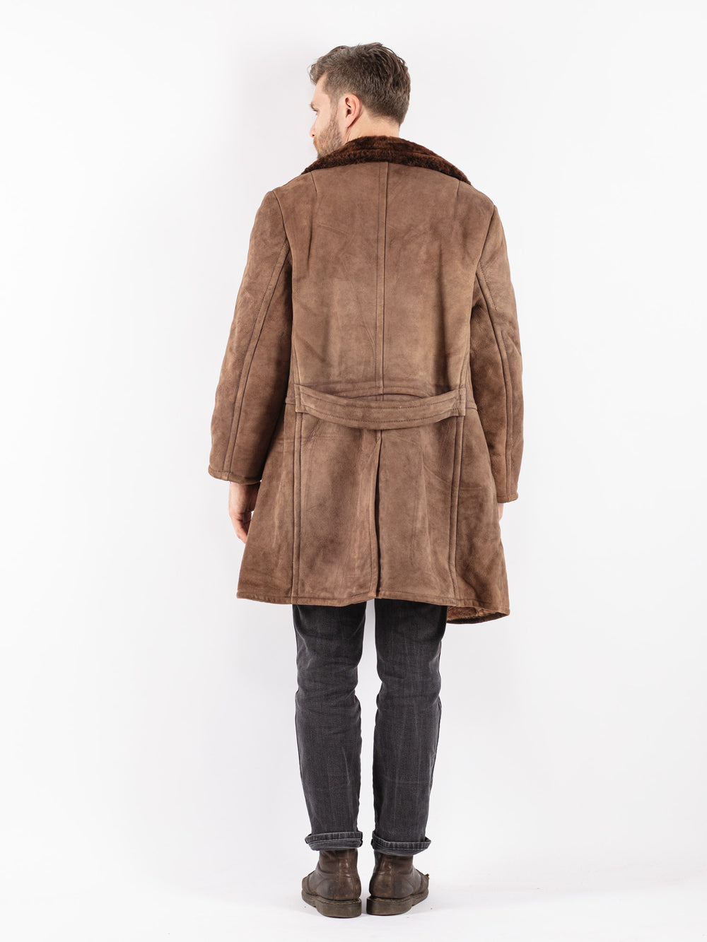 Vintage 70's Men Sheepskin Coat in Brown