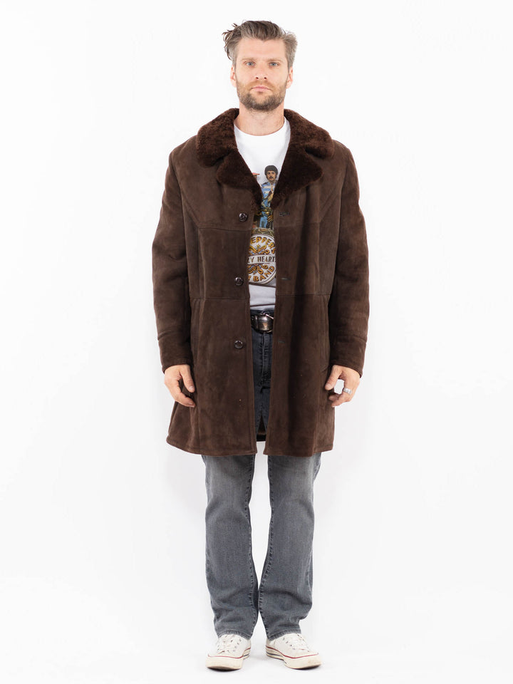 Vintage 70's Men Sheepskin Coat in BrownZ1960
