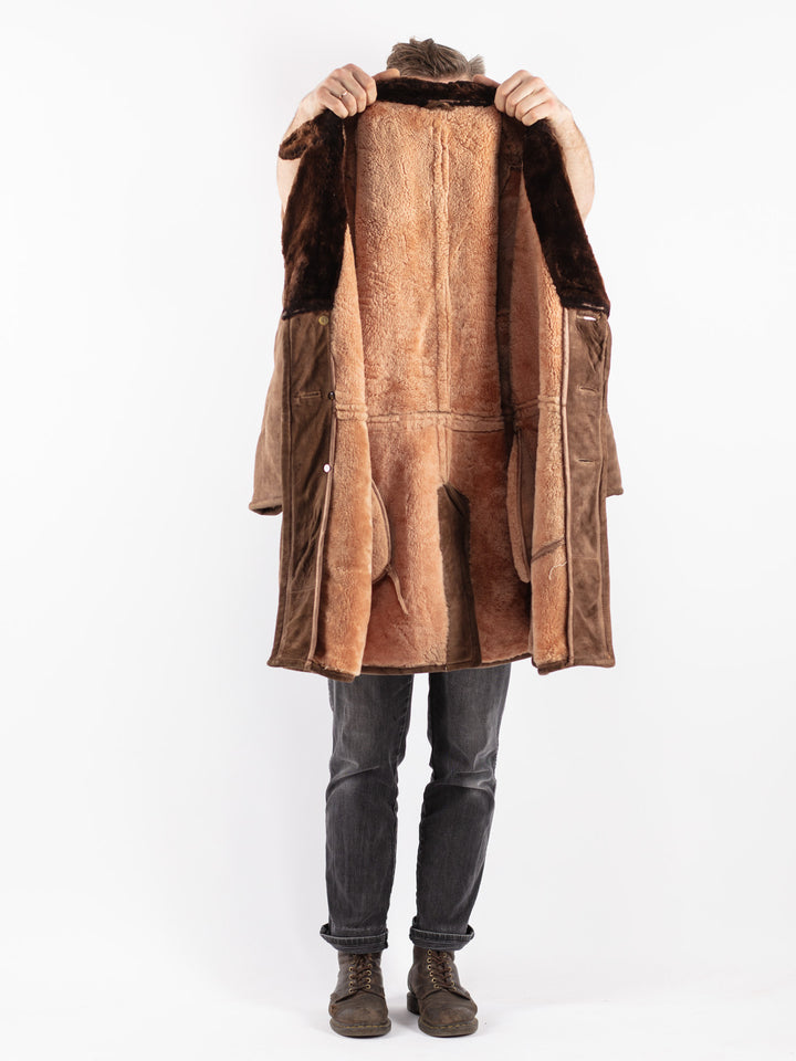 Vintage 70's Men Sheepskin Coat in Brown