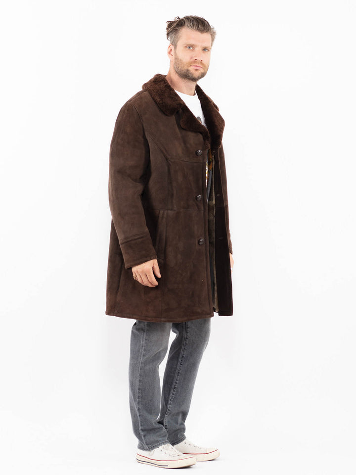 Vintage 70's Men Sheepskin Coat in BrownZ1960