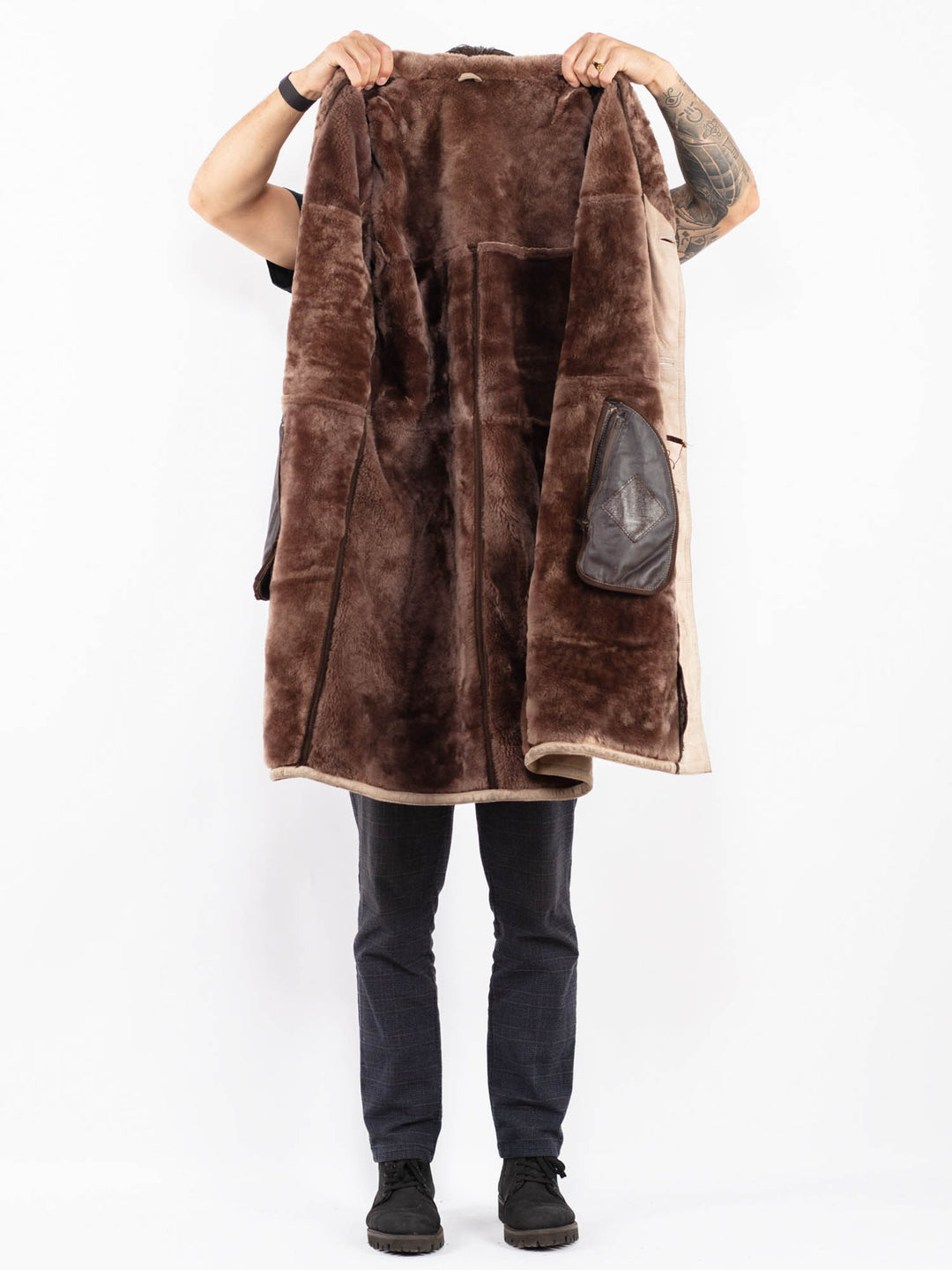 Vintage 70's Men Sheepskin Coat in BeigeZ2400