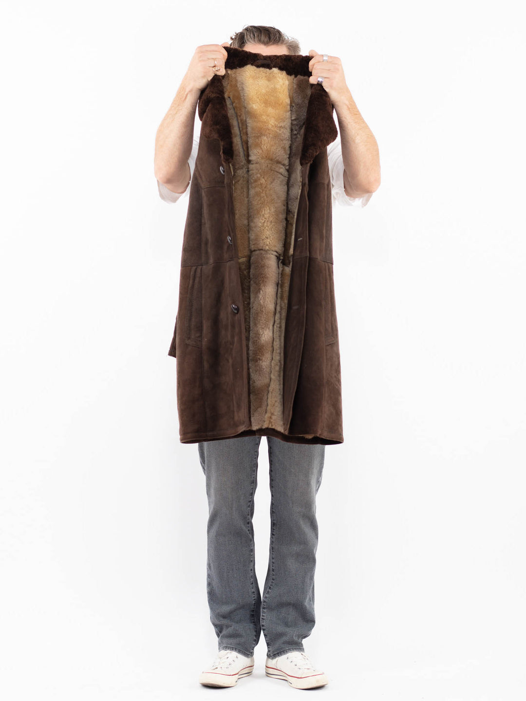 Vintage 70's Men Sheepskin Coat in BrownZ1960