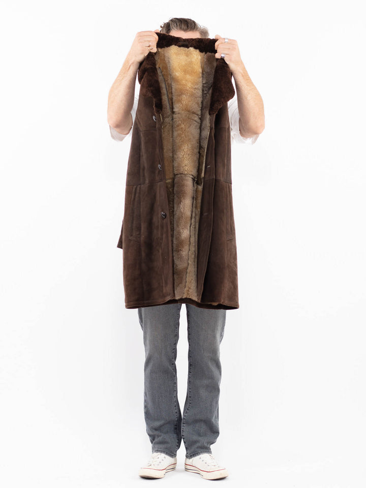 Vintage 70's Men Sheepskin Coat in BrownZ1960