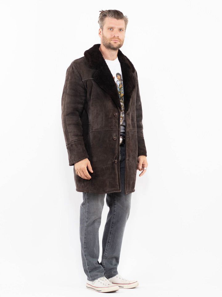 Vintage 70's Men Sheepskin Coat in GrayZ1961