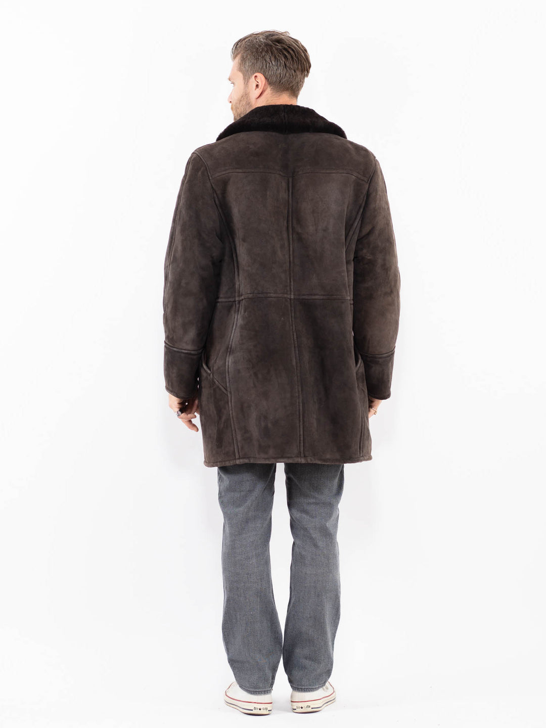 Vintage 70's Men Sheepskin Coat in GrayZ1961