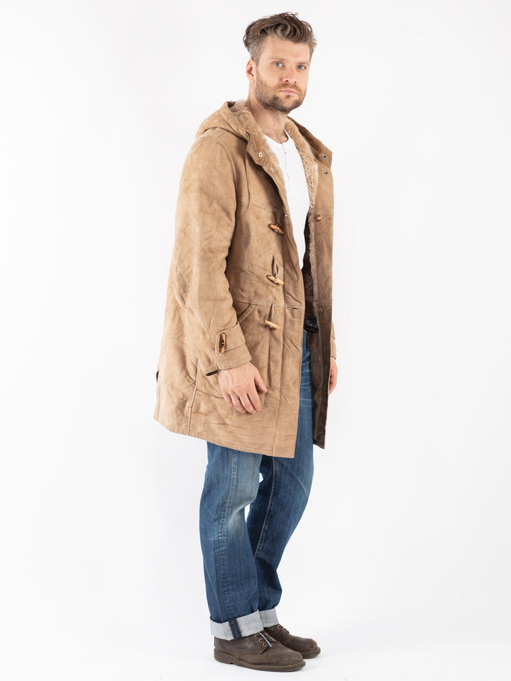 Vintage 70's Men Sheepskin Coat in Beige