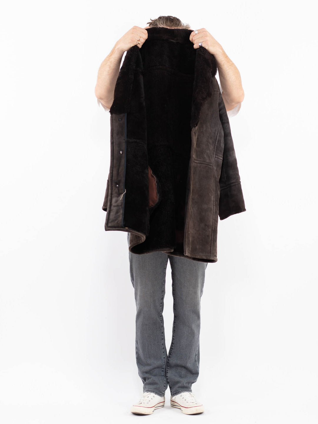 Vintage 70's Men Sheepskin Coat in GrayZ1961