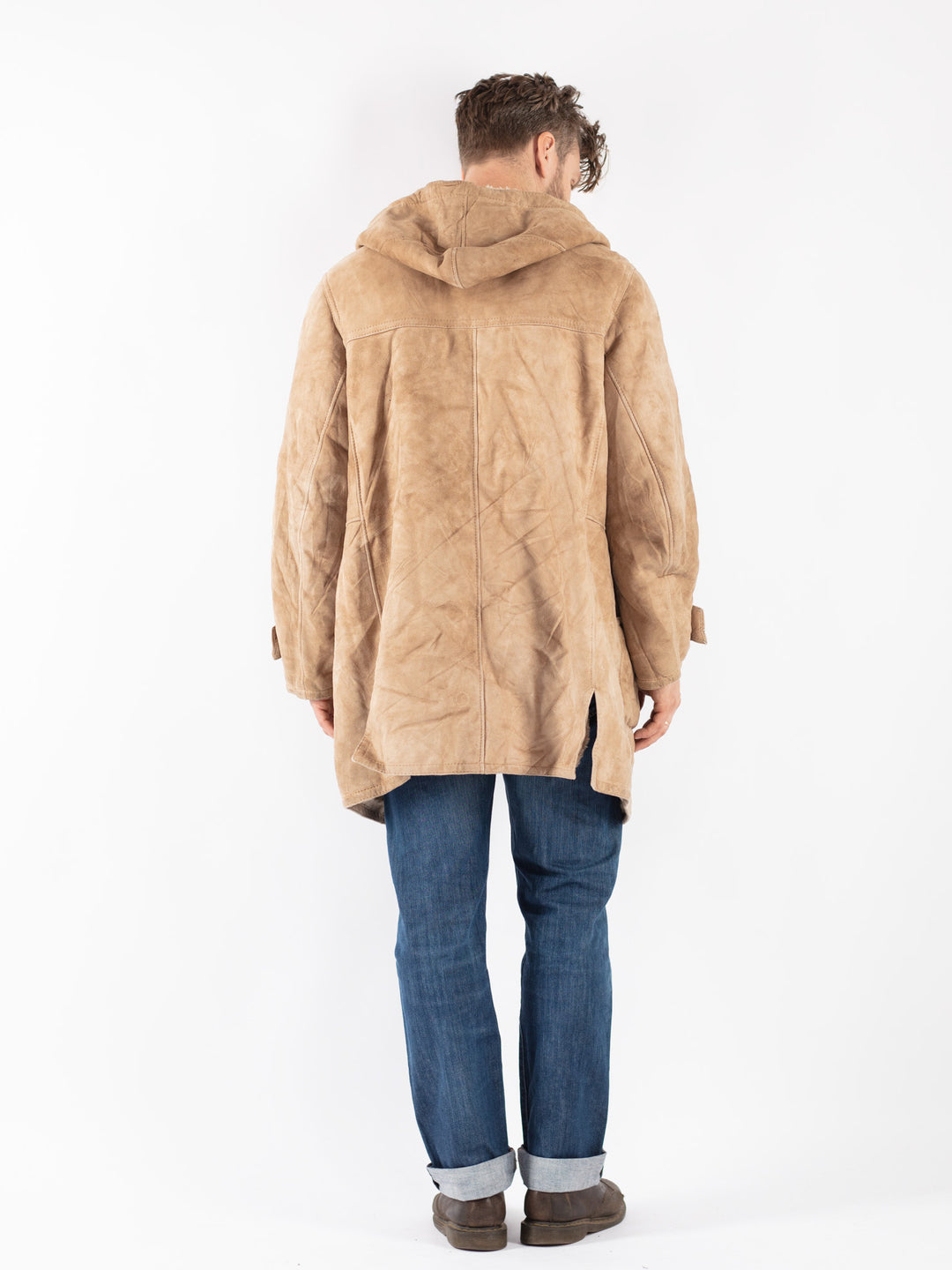 Vintage 70's Men Sheepskin Coat in Beige